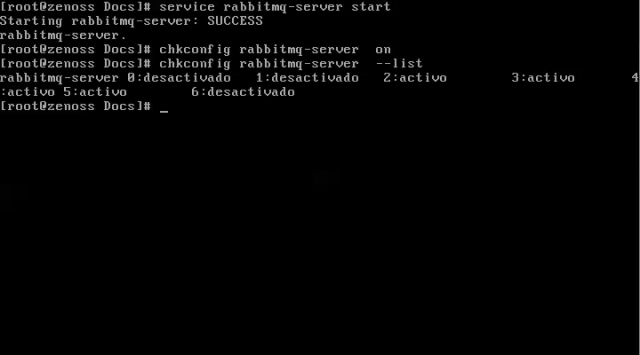 72. Iniciando rabbitmq-server, configurando para que inicie en el arranque del sistema